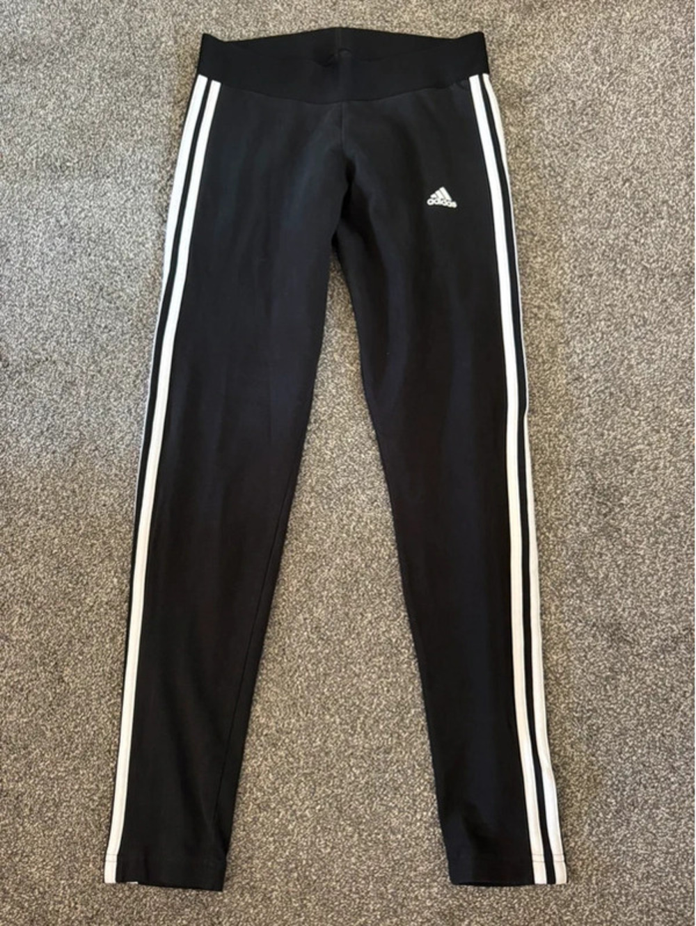 Women’s Adidas black with white stripes leggings size medium